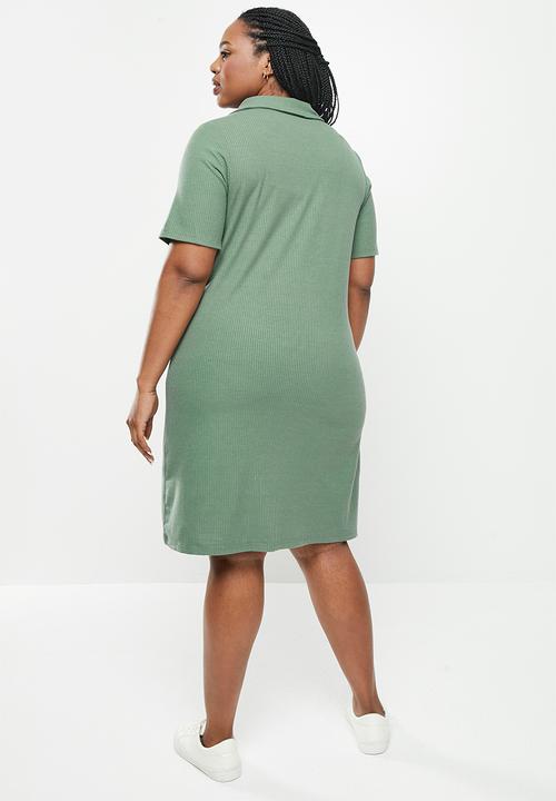 Vero Moda - Plus paola short sleeve polo dress - laurel wreath