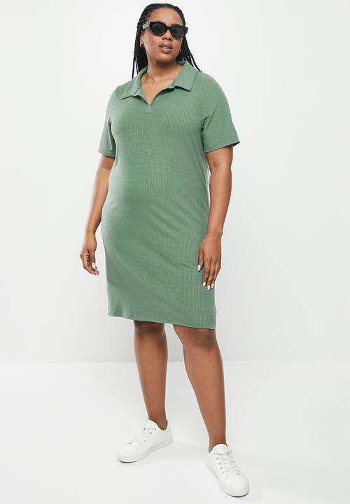 Vero Moda - Plus paola short sleeve polo dress - laurel wreath