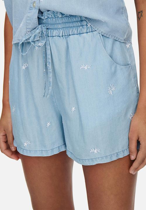 ONLY - Candice emb denim shorts - medium blue denim