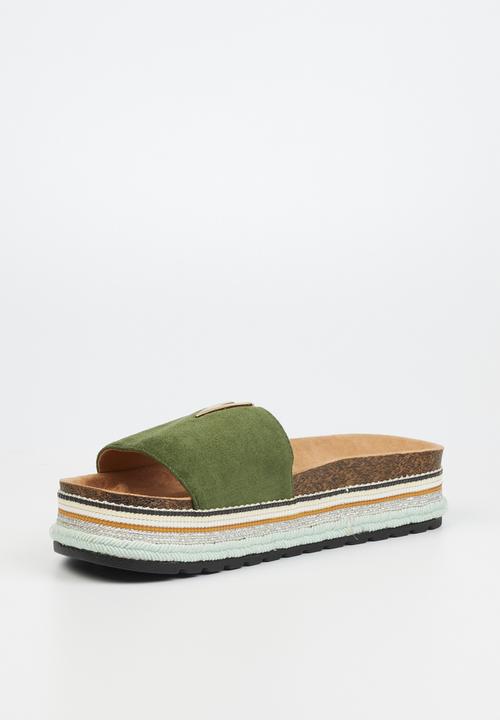 Miss Black - Prima1 flatform espadrille slide - olive