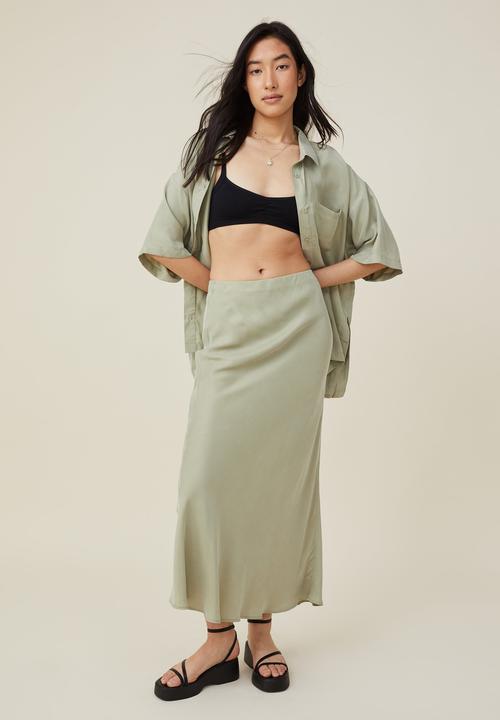 Cotton On - Cupro maxi slip skirt - seafoam green