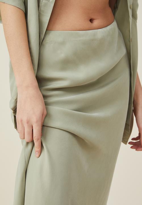 Cotton On - Cupro maxi slip skirt - seafoam green