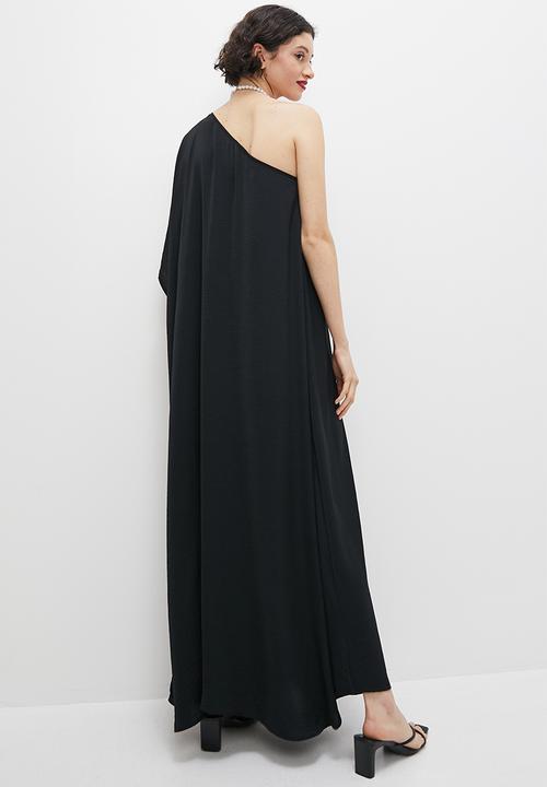 VELVET - Asymmetric maxi kaftan dress - black