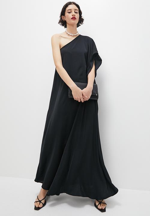 VELVET - Asymmetric maxi kaftan dress - black