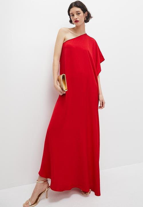 VELVET - Asymmetric maxi kaftan dress - red