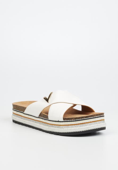 Miss Black - Prima3 flatform espadrille slide - white