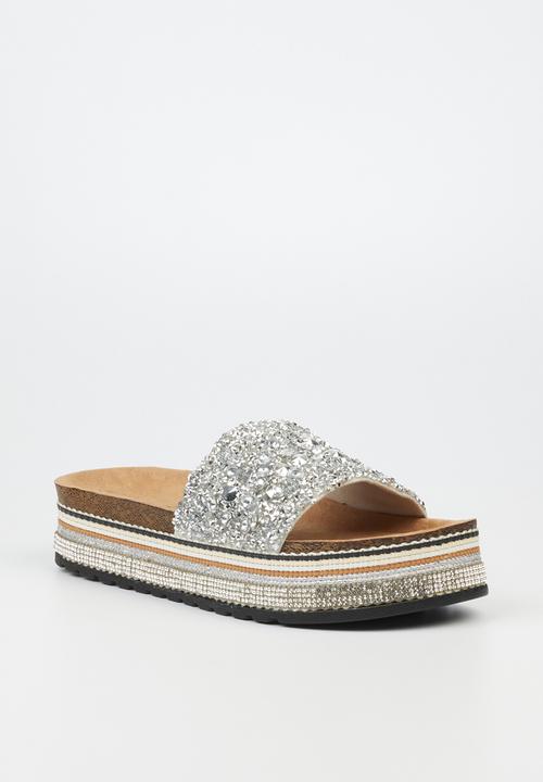Miss Black - Prima7 flatform espadrille slide - silver