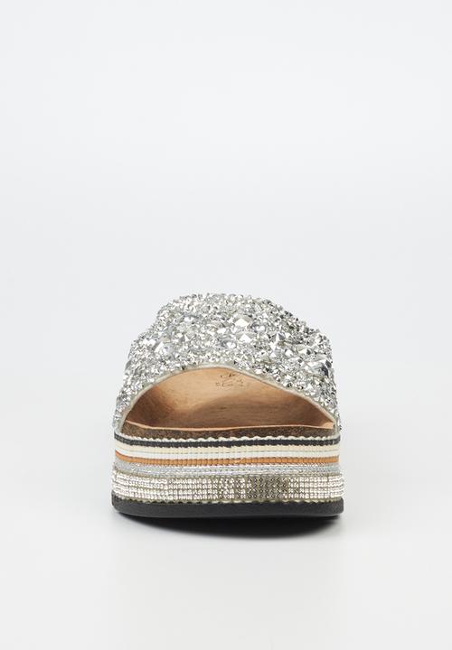 Miss Black - Prima7 flatform espadrille slide - silver