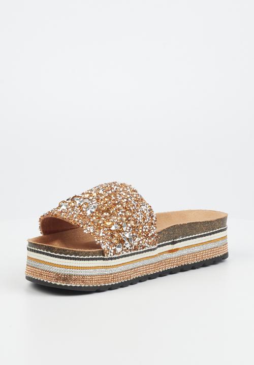Miss Black - Prima7 flatform espadrille slide - rose gold