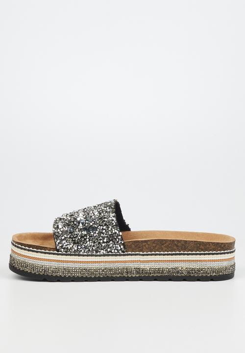 Miss Black - Prima7 flatform espadrille slide - black