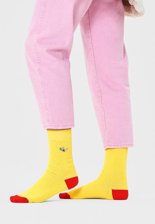 Happy Socks - Ribbed embroidery 3d glasses socks - yellow 