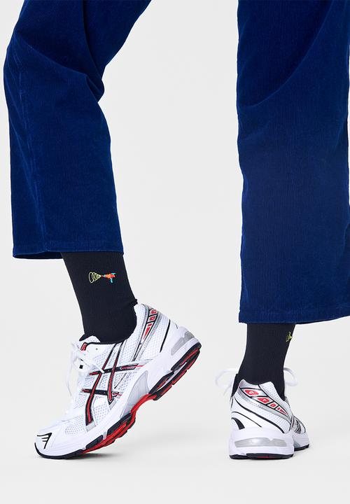 Happy Socks - Ribbed embroidery lazer quest socks - black