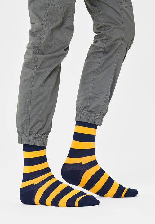 Happy Socks - Stripe socks - navy & yellow