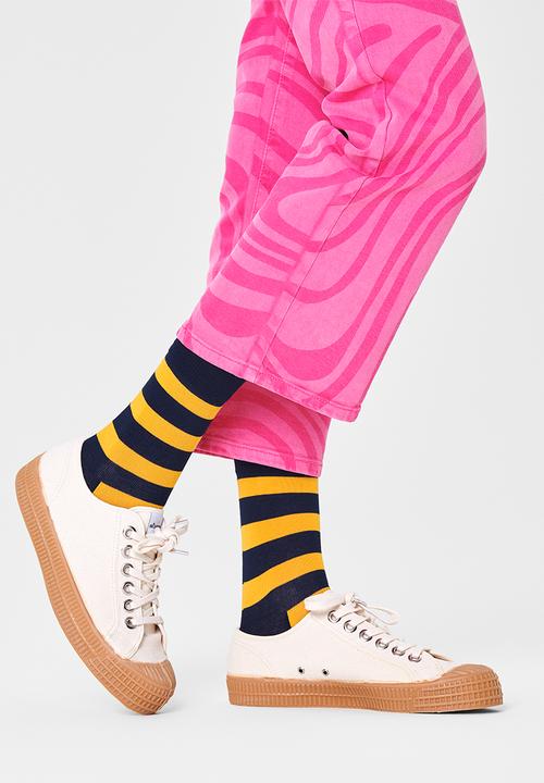 Happy Socks - Stripe socks - navy & yellow