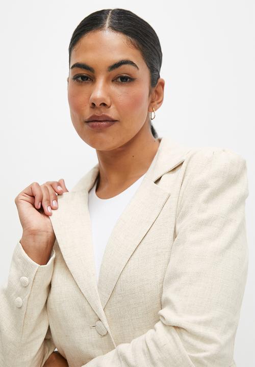 edit - Fitted linen blazer - ecru