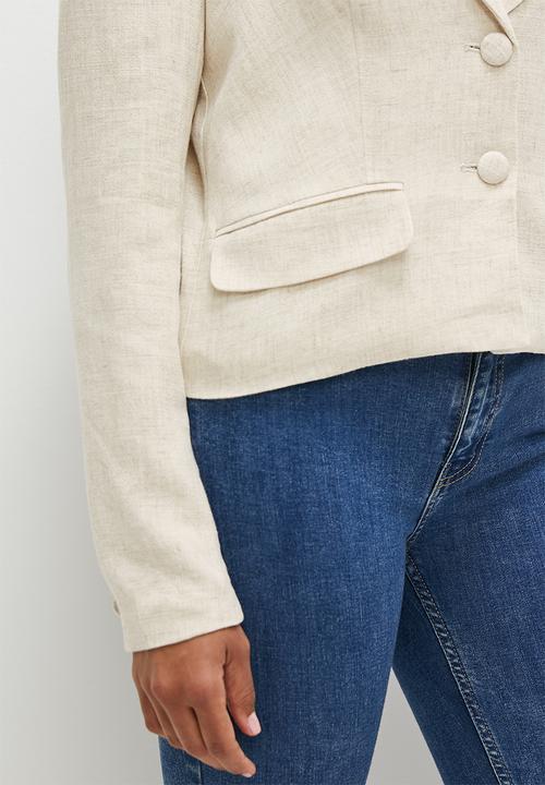 edit - Fitted linen blazer - ecru