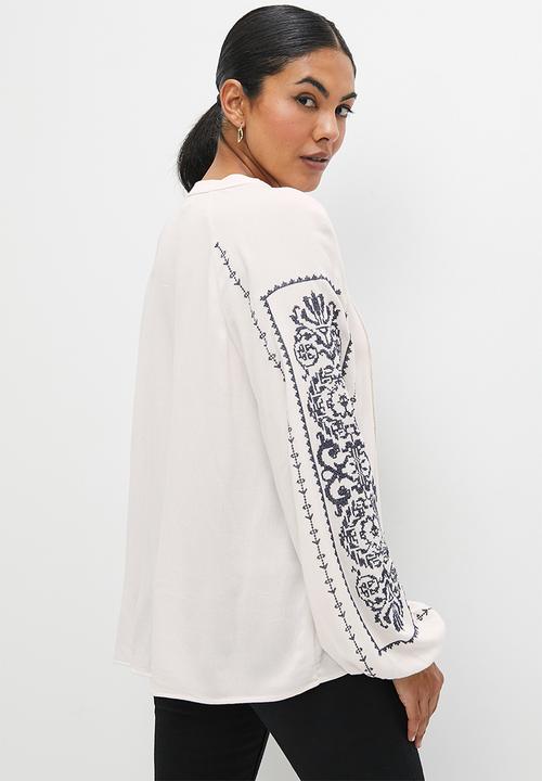 edit - Embroided overshirt - milk