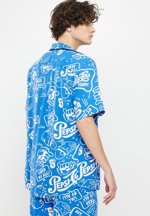 Only & Sons - Onspepsi life short sleeve license aop reg shirt - mid blue
