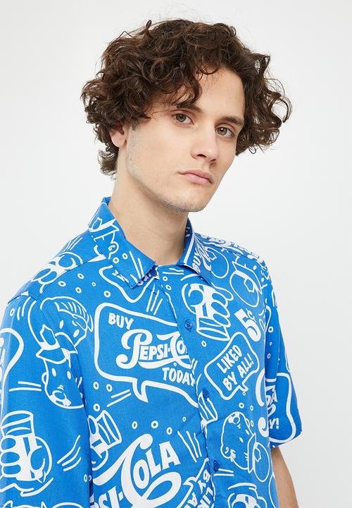 Only & Sons - Onspepsi life short sleeve license aop reg shirt - mid blue