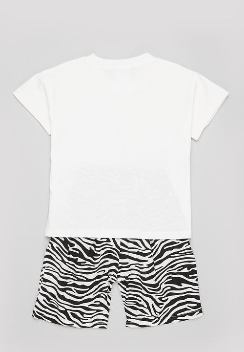 Pop Candy - Boys zebra tee & shorts set - white & black