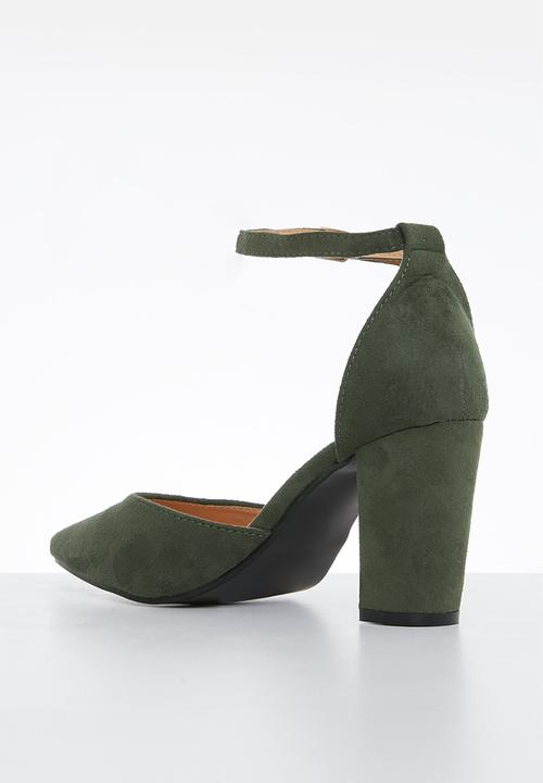 edit - Ankle strap block heel - khaki