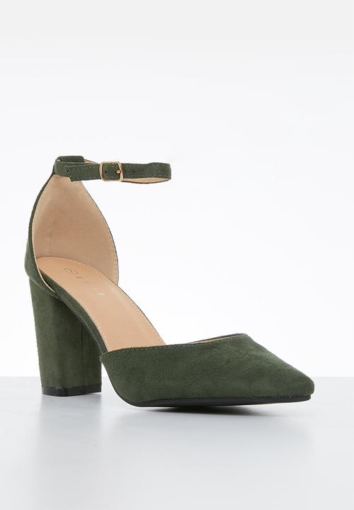 edit - Ankle strap block heel - khaki