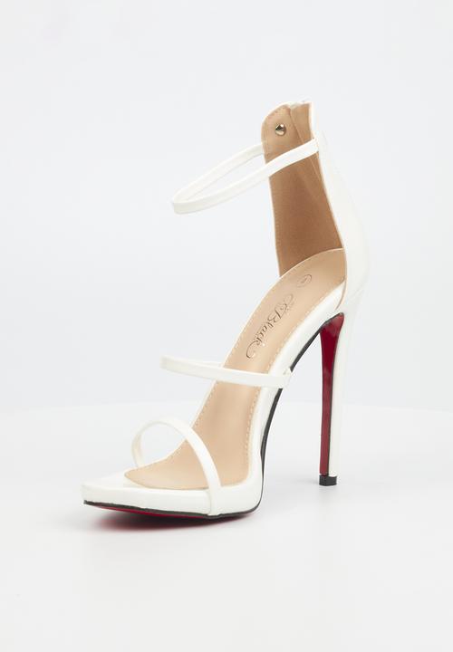 Miss Black - Bou1 barely there stiletto heel - white