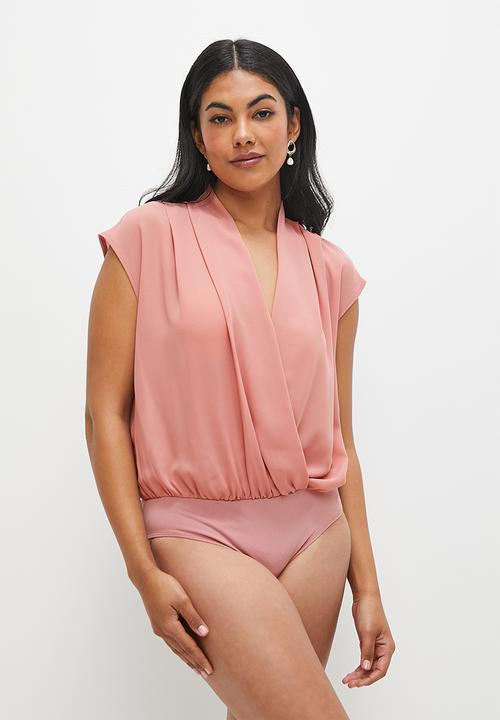 MILLA - Sleeveless wrap bodysuit - rose