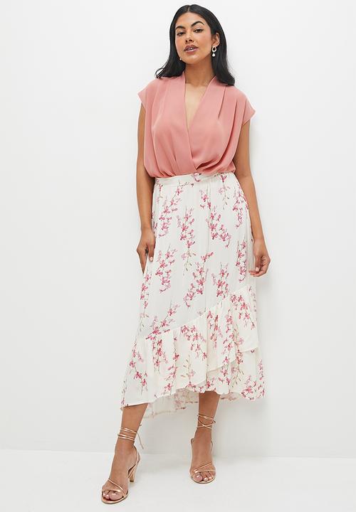 MILLA - Sleeveless wrap bodysuit - rose