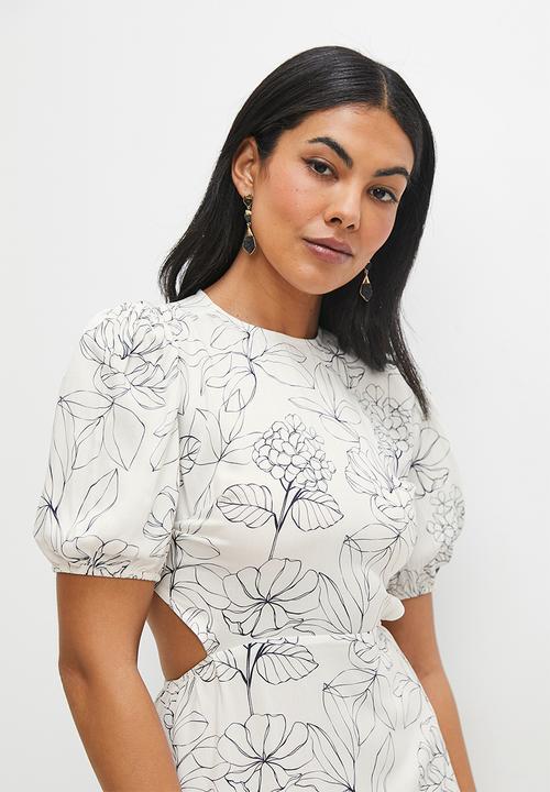 MILLA - Open back fit and flare midi - blue de fleurs