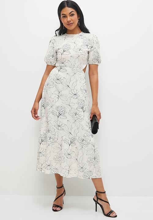 MILLA - Open back fit and flare midi - blue de fleurs
