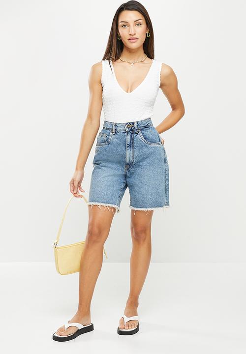 Glamorous - Petite textured bodysuit - white