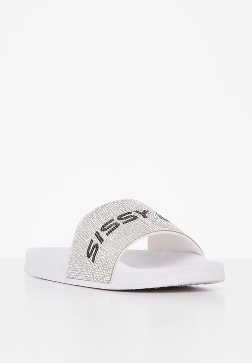 SISSY BOY - Crystal queen slide - white