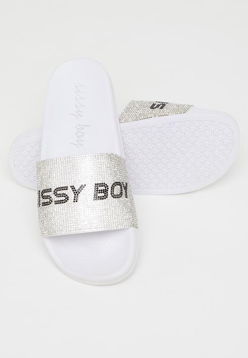 SISSY BOY - Crystal queen slide - white