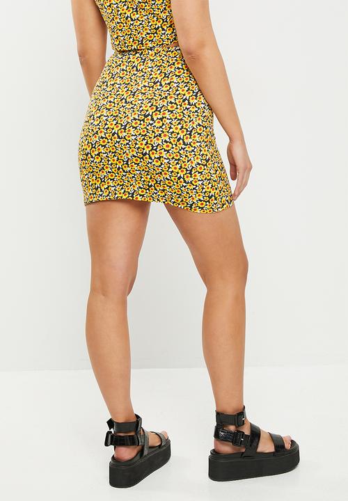 Glamorous - Mini sunflower print skirt co-ord - multi