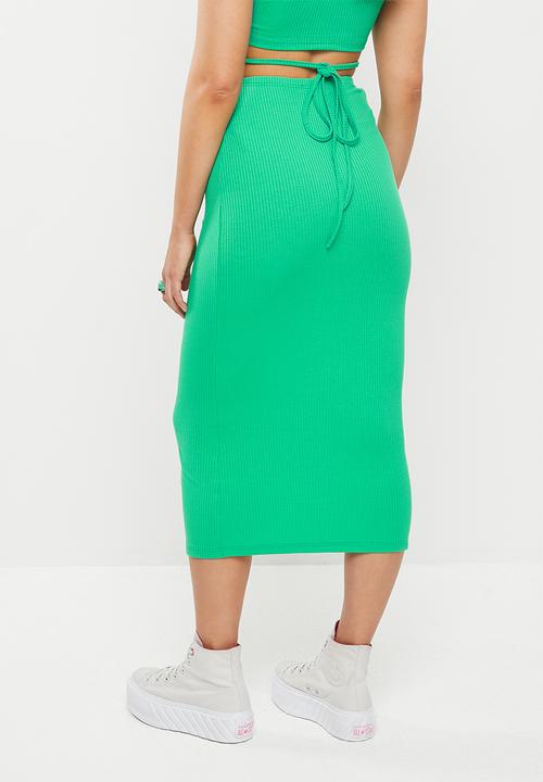 Glamorous - Arian rib skirt co-ord - bright green