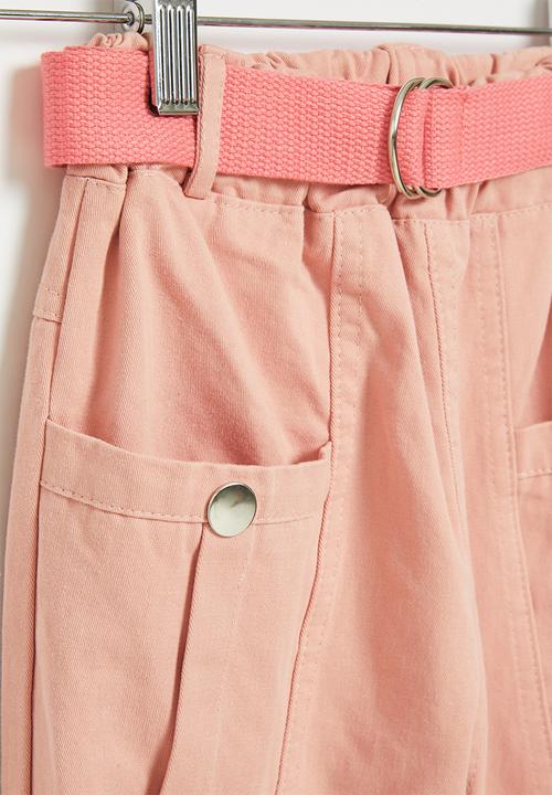 Rebel Republic - Girls cargo pants with belt - pink