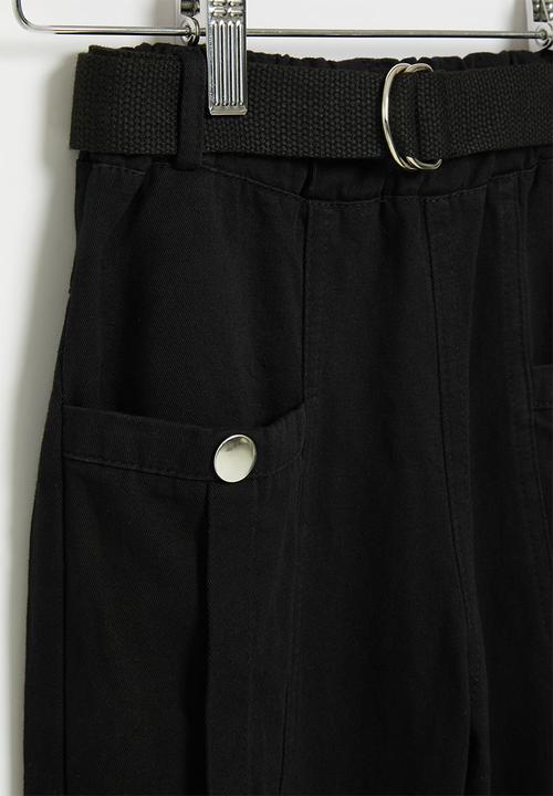 Rebel Republic - Girls cargo pants with belt - black
