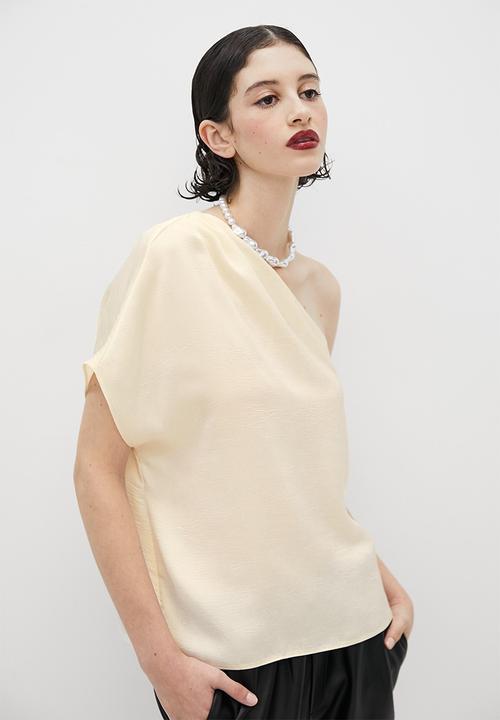 VELVET - Satin off shoulder draped blouse - brazillian sand