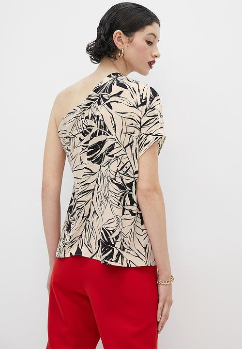 VELVET - Satin off shoulder draped blouse - tapioca tropical