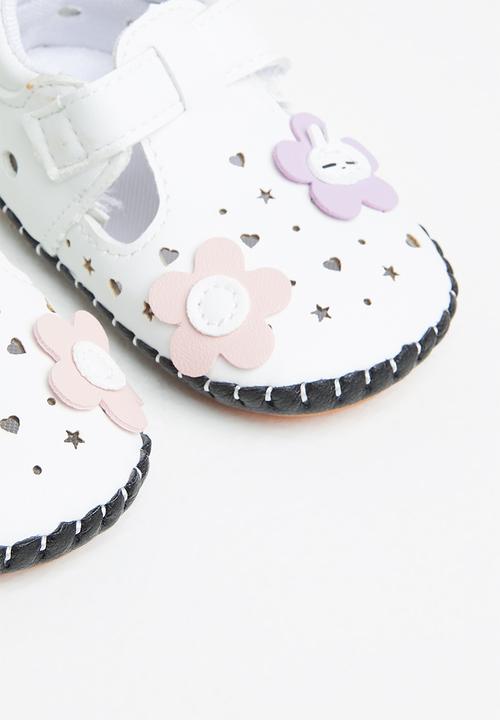 Pop Candy - Girls flower soft sole - white