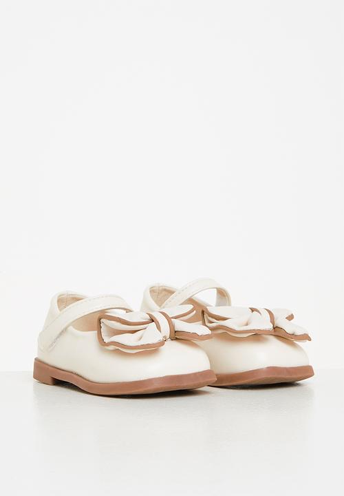 Pop Candy - Girls bow pump - cream & brown