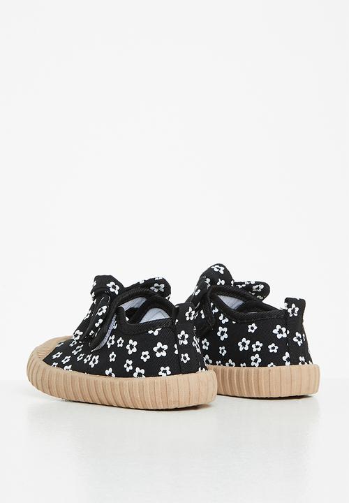 Pop Candy - Girls flower slip-on - black