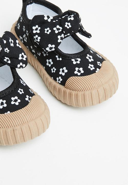 Pop Candy - Girls flower slip-on - black