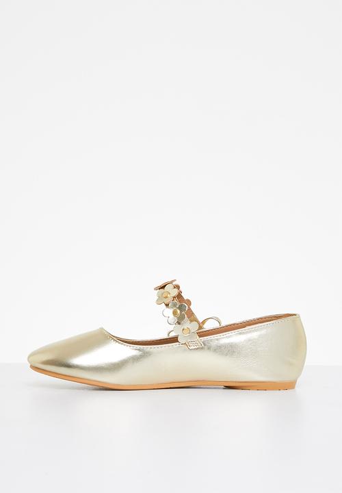 Bata - Girls flower strap pumps - gold
