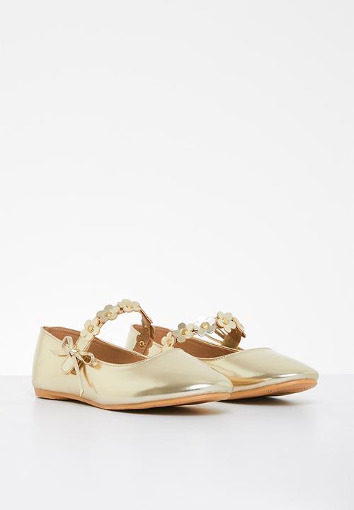 Bata - Girls flower strap pumps - gold