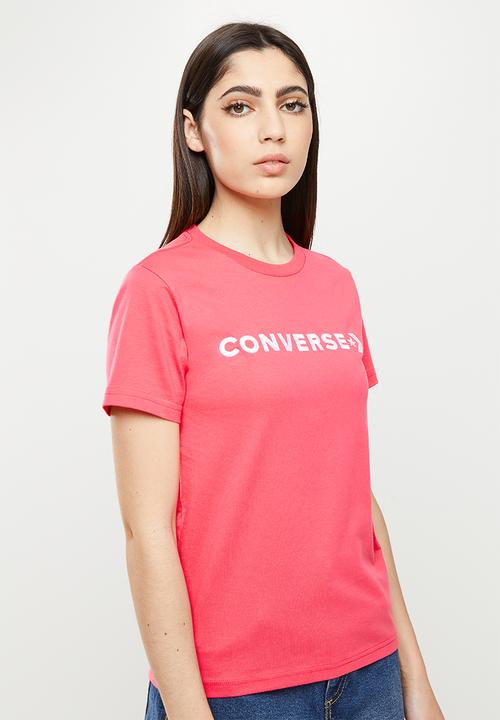 Converse - Cf strip wordmark short sleeve tee - strawberry jam