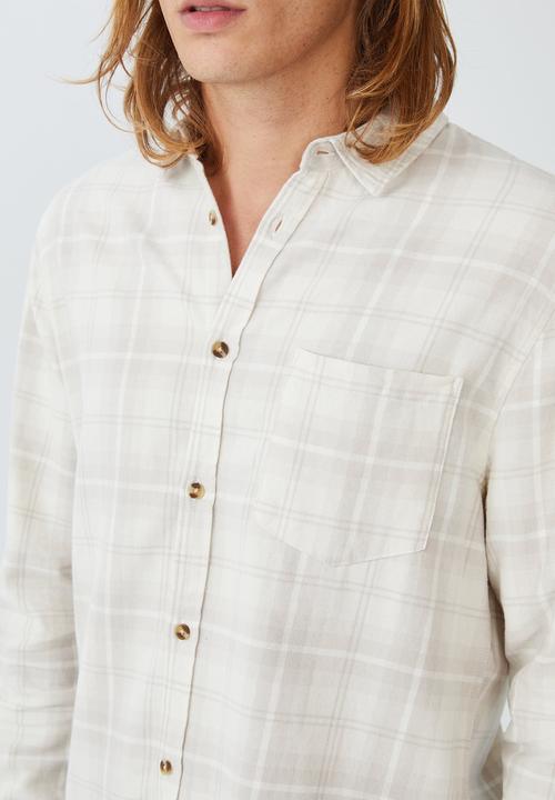 Cotton On - Camden long sleeve shirt - bone check