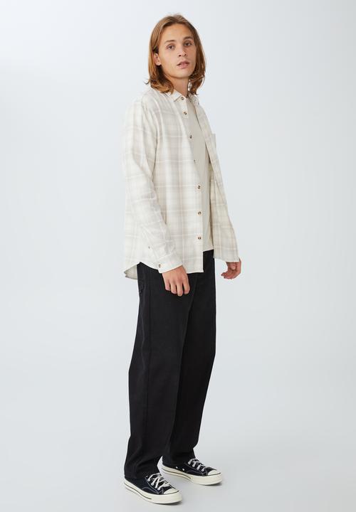 Cotton On - Camden long sleeve shirt - bone check