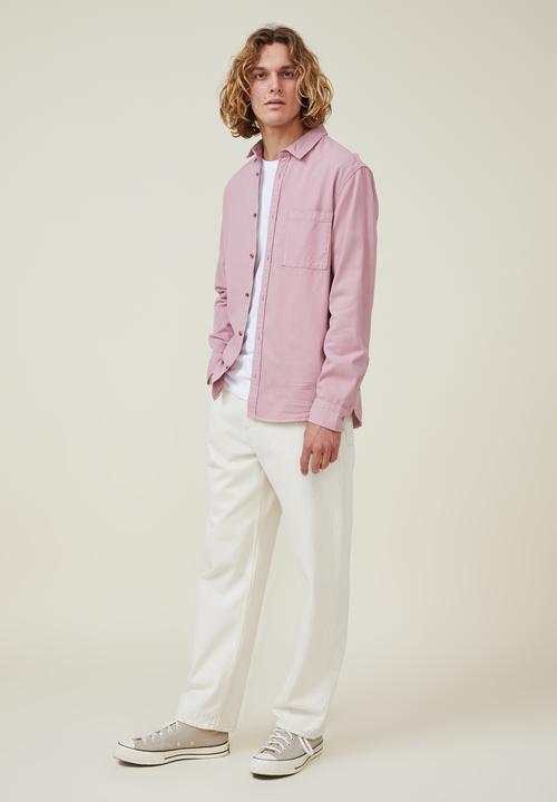 Cotton On - Camden long sleeve shirt - chalk pink twill